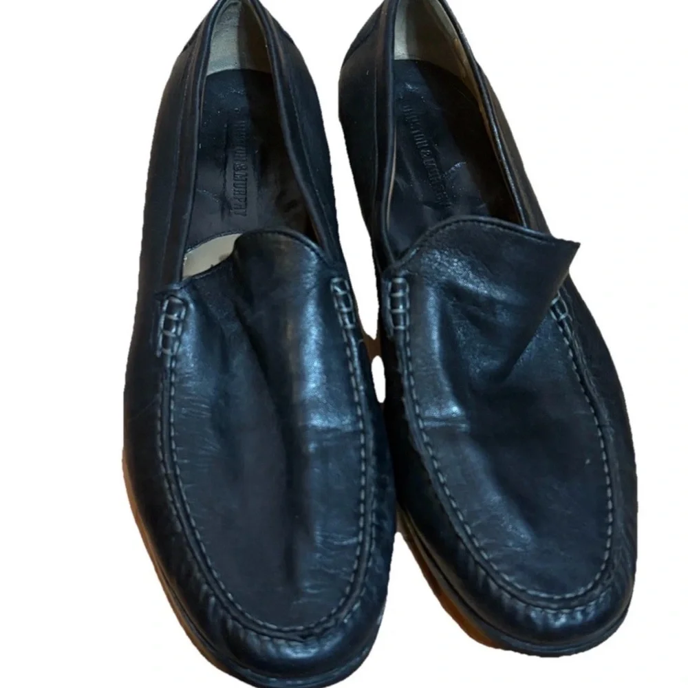 Johnston & Murphy Sz 10 Cresswell Venetian Soft Sheepskin Leather Black Slip On